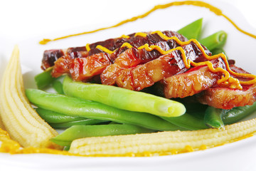 served roasted beef meat