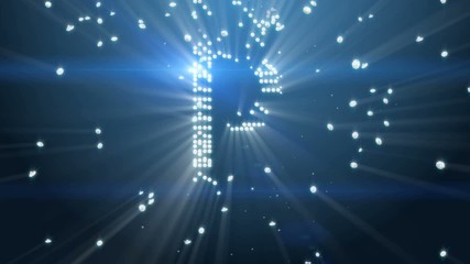 blue background with falling diamonds composing letter p - Powered by Adobe