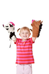 little girl playing theater