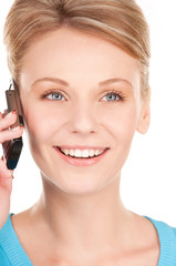 happy businesswoman with phone
