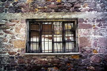 an architectural detail of a ruinous window