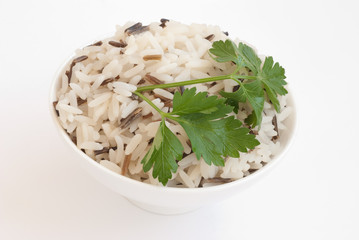 Bowl with boiled rice