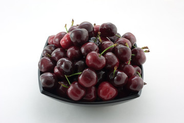 Sweet cherries on plate
