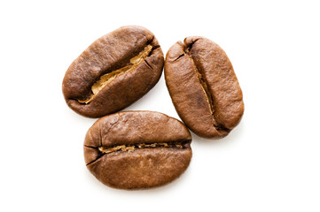 Isolated macro shot of coffee beans