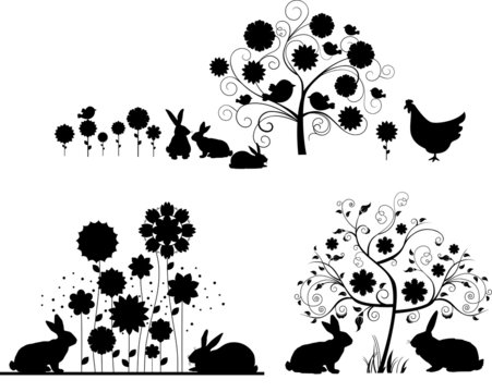 Set of Easter silhouettes.