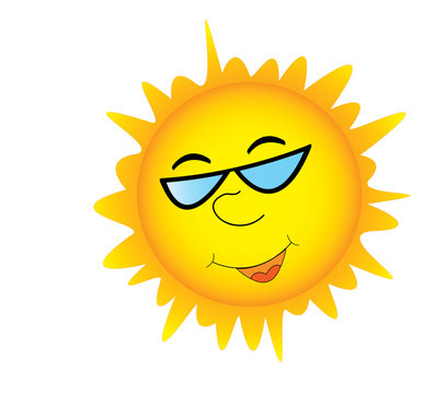 Smiling sun in sunglasses