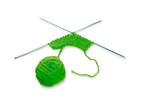 Knitting isolated on the white background