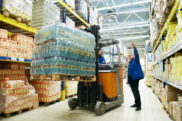 distribution in warehouse with forklift