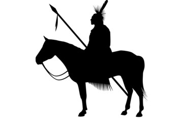 indian man sitting on a horse isolate