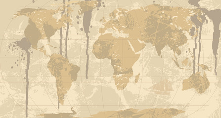 Fototapeta na wymiar A Grunge, Rustic World Map.