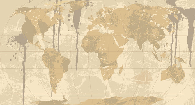 A Grunge, Rustic World Map.