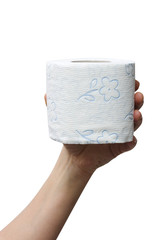 hand holding toilet paper