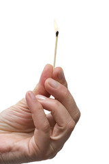 hand holding a matchstick