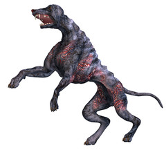 creepy alien dog out of hell. 3D rendering with clipping path an
