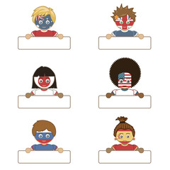 flag kids holding tags