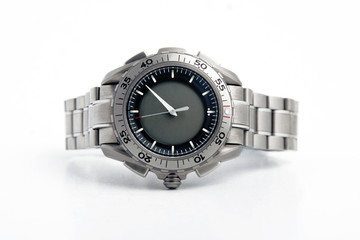 front view of silver watch