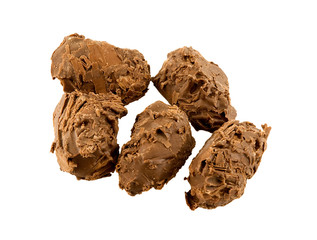 delicious chocolate truffles on a white background