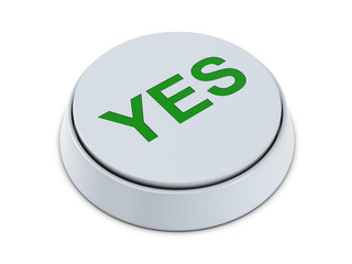 White YES button isolated on white background