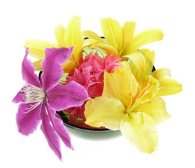 flowers decoration in bowl isolated