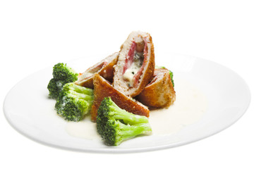 meat roll with broccoli