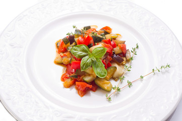 ratatouille over dish - piatto di ratatuille