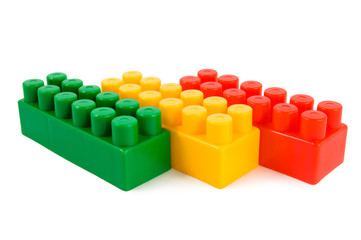 Stack of colourful building blocks isolated