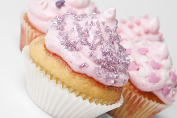 Homemade pink cupcakes
