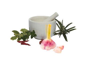 Kräuter und Knoblauch