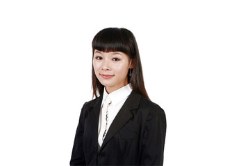 Smiling business woman. Isolated over white background