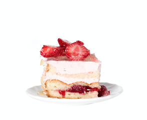 Tasty cake with strawberries