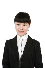 Smiling business woman. Isolated over white background