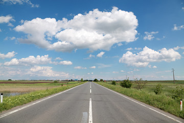 Road in perspective with beautiful sky