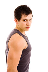 Young casual man portrait on white background