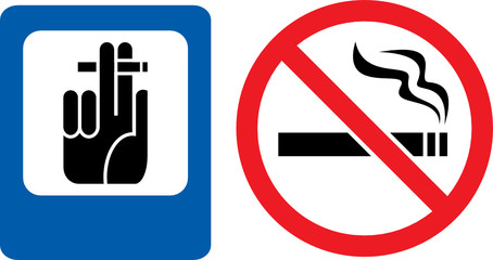 The signs "No smoking" and "Smoking here"
