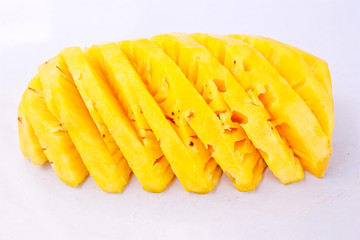 A sheet of pine apple on white background