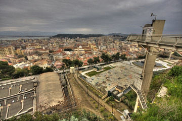 Fototapeta premium Panoramic elevator above the historic town
