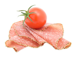 pepper salami sausage with tomato.