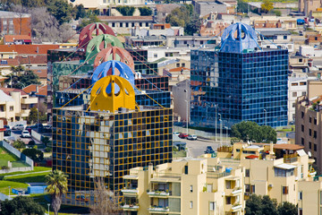 Modern stained glass skyscrapers