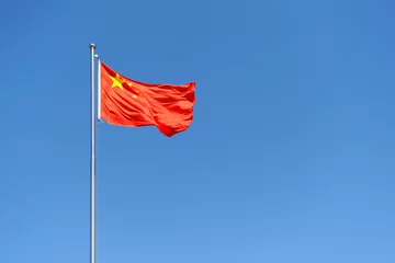 Afwasbaar Fotobehang China Flag of China against clear blue sky
