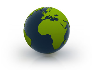 Fototapeta na wymiar Green world globe with ripple water