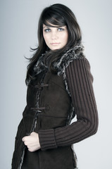Beautiful Brunette Teen in Winter Coat