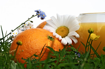 orange juice,verre de jus d'orange et fruit