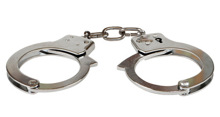 Handcuff with hand made clipping path