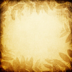 Grunge aged leaf frame background