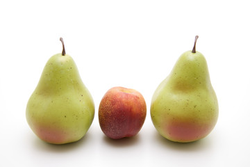 Nektarine zwischen Birnen