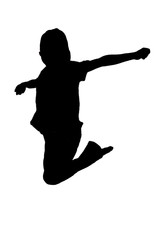 Silhouette of boy jumping up in the air