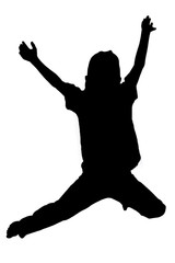 Silhouette of boy jumping up in the air