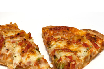 two pieces of tasty pizza