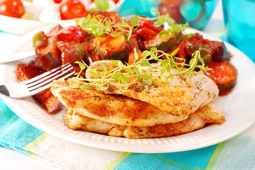 grilled chicken fillet and ratatouille