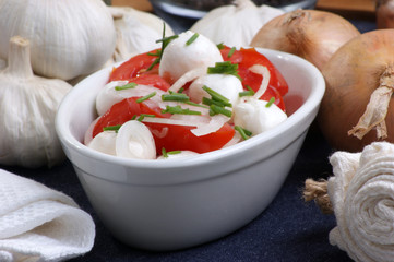 Mozzarella mit Tomaten als Salat